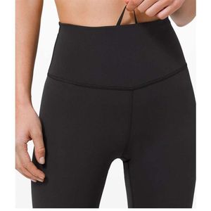 Lu Yoga Leggings Lu Align Leggings Gymkläder Kvinnor Hög midja Running Fitness Sport i full längd byxor byxor träning Capris Leggins med dragstring