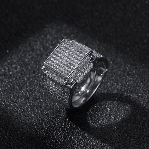 Hip Hop Mens Jewelry Rings Diamond Iced Out Bling Fashion Gold Silver Ring2511