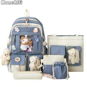 Zaino zaino da 5 pezzi set sacche da zaino per il liceo per teenage girl 2023 canvas fashion travel women bookbags taole studentenam