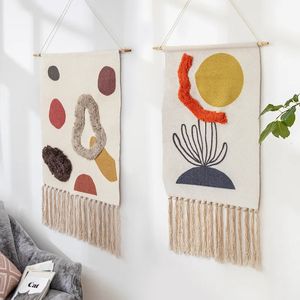 Macrame WALL WAKING TOBESTRY bawełniana bawełna ręcznie tkanin bohemian geometryczny płótno