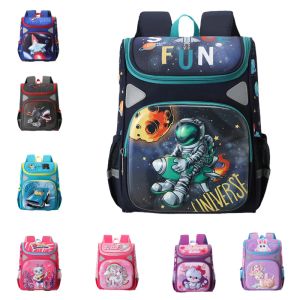 Mochilas Crianças e Alunos Cartoon Cartoon Trição da Brapa Escolar Luz de Luz de Rocket Carro Astronauta Moda Backpack Diário Bolsa de Armazenamento Diário