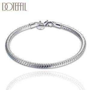 Łańcuch gorący srebrny kolor 3 mm łańcuch kości węża bransoletki dla kobiet przyjęcie weselne dzikie klasyczne prezent świąteczny biżuteria Y240420