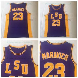 23 Pete Maravich Jersey NCAA College baskettröjor Retro Mens All Stitched Purple