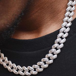 Hip Hop Moissanite Icepou Diamond 10mm 925 Cadeia de ligação cubana de prata para homens