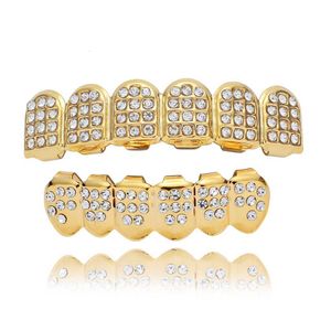 Hip Hop Braces Shiny Gold Plated Braces Inlaid with Diamonds Frozen Grill