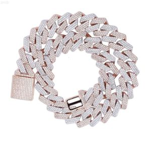 Two-tone 925 Sterling Silver Moissnaite Diamond Iced Out Miami Cuban Link Chain Necklaces