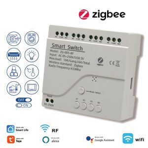 Controllo Modulo di relè intelligente Zigbee On Off Controller 4CH DC5V 12V 24V 732V AC 220 V RF433MHz Interruttore della luce di controllo remoto con Alexa