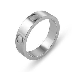 Designer Popular LOVE New High Version Carter Ring Classic Titanium Steel Crescent Slot Six Pin Couple Wedding