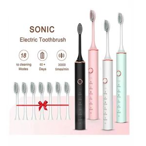 Cabeças Sonic Electric Toothbrush Timer inteligente adulto USB Charagem rápida escova de dentes recarregável escovas de dente cabeças de substituição Conjunto