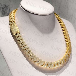 14mm 18k S925 Silver Cuban Chain VVS Hip Hop Moissanite Jewelry Cuban Link Chain Necklace For Men