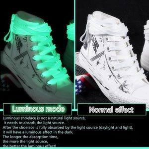 1 par lysande skosnören Flat Sneakers Canvas Shoe Laces Glow in the Dark Night Color Fluorescent Shoelace 80100120140CM 240419