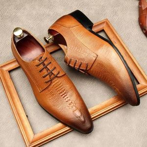 Dress Shoes Crocodile Wzór męski buty derby oryginalne skórzane ręcznie robione koronkowe urzędowe biuro biura weselnego Suit Formal dla mężczyzn