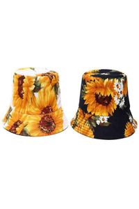 Chapéu de balde ao ar livre 3d girassol imprimido chapéus de borda de dupla face de verão Caps de sol para mulheres para meninas de garotas Fashion66605053
