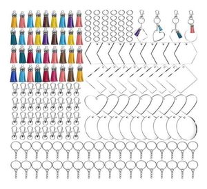 Keychains 200Pcs Acrylic Keychain Blanks With Tassels Kit Bulk Snap Hooks Mini Jump Rings For DIY Projects Crafts3317621