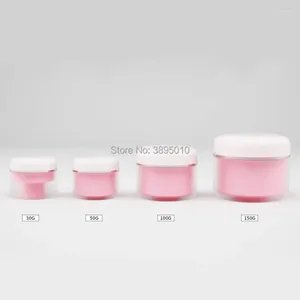Lagringsflaskor 30g 50g 100g 150g plast rosa kosmetisk grädde burk med lock pulverbehållarens flaskpaket F972