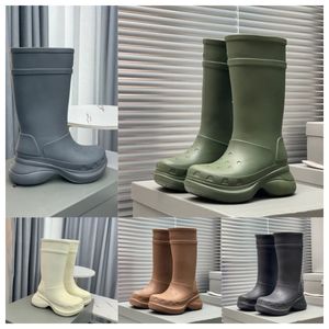 2024 Top Luxury designer kids crocse echo clog Summer tall Rainboots Knee-High Round toe 6cm Platform Rubber sole Unisex Fashion Casual Couple shoes factory footwear