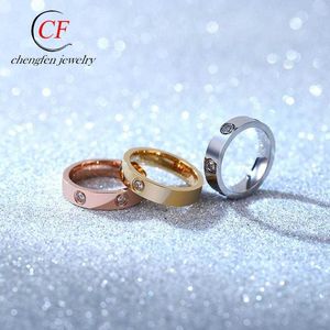 Designer beliebter Carter gleicherer Titan-Stahlring mit sechs Diamanten für Männer und Frauen mit elegantem Temperament Diamant eingelegtem Goldschmuck