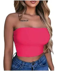 Women's Tanks Camis Sexy Off Shoulder Strapless Bustier Tank Top Halter Crop Tops Women Bare Midriff Slveless Cropped Vest Camis Tube Top Female Y240420