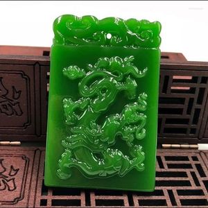 Hängen Natural Green Hand Carved Zodiac Dragon Jade Pendant Fashion Jewelry Men's and Women's Necklace