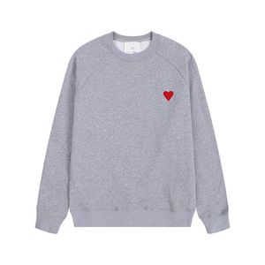 Spring and Autumn 2024 New Products amis Women's Crew Neck Hoodie Sweater Pullover Shoulder Retro Simple Heart Pattern Embroidered Loose Men's Sports Top
