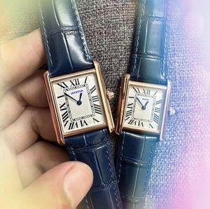 Iced Out Simple two Pins Dial Watch 28mm square roman tank small size clock women quartz movement good looking rose gold silver color cute chain bracelet watches gifts