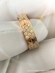 Designer Popular Carter Gold Full Sky Star Three Rows Narrow Edition Ring Classic Plated with 18K r Diamond Fashion Couple Style