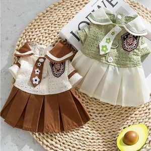 Dog Apparel Pet Dress Skirt Cute School Style Traction Princess Skirts For Small Dogs Summer Clothes Wedding Pets Costume Supplies