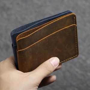 Uchwyty Vintage ręcznie robione uchwyty na karty bankowe oryginalny skórzany portfel minimalistyczny do kart kredytowych Uchwyt biznesowy