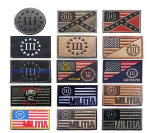 Embroidery Patch Three Percenter US UK Flag Patch Tactical MILITIA Badges Snake DTOM Embroidered Patches For Jacket Backpack Cap C9482727