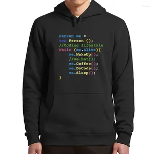 Herrtröjor roliga programmerare javascript kodande datorkod nörd nörd gåva pullover unisex casual mjuk huva tröja