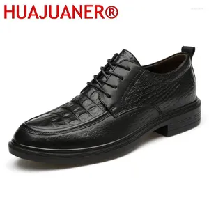 Casual Shoes Italiensk äkta läder Mens Formal Business Oxford for Men klär högkvalitativ krokodilmönsterdräkt