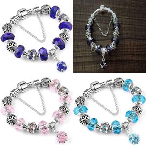 Partihandel-European Charm Bead Water Drop Armband Pendant Sier Plated Lämplig för stilarmbandsmycken