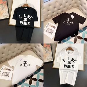 2024 Designer Men's T-shirt Short Sleeved Casual Pure Cotton Round Neck Pullover Paris Chest Relief Letter Printing Sleeve Sewn Clothing Women's Same Style