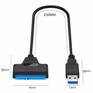 新しい2024 SATAからUSB 3.0 / 2.0ケーブル2.5インチの外部HDD SSDハードドライブSATA 3 22ピンアダプターUSB 3.0からSATA III cordusbへの最大6 Gbps