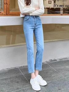 Women's Jeans Light Blue High-waisted Straight-leg Spring 2024 Straight Leg Cargo Pants Women Clothing Boyfriend