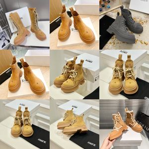 2024 Designer Boots Trendy Women Short Booties Ankle Boot Luxury Soles Womens Party Thick Heel size 35-40 Desert SMFK GAI black