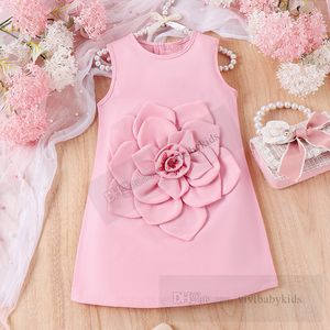 Детские стерео цветочные платья жилетки прекрасные девушки розовый платье принцессы лето детские вечеринка по случаю дня рождения Z7799
