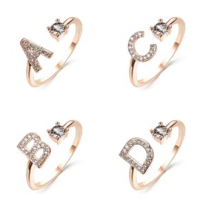 Ring: Neue Roségold -Buchstaben, y weiße Diamanten, offene Handornamente, einzigartige Ringe von Frauen