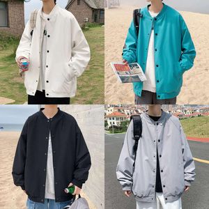 2022 Jackor Autumn Men Jacket Haruku Overdimensionerad kappa Solid Color Fashion Men's Windbreaker Clothing Bomber's