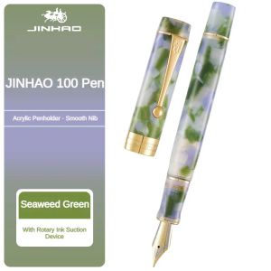 Pens Jinhao 100 Centennial Resin Fountain Stift EF / F M / Bent Nib Golden Clip Business Office School Stationary PK 9019