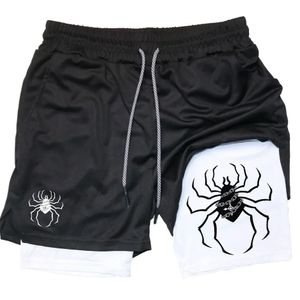 Anime Hunter X Ginásio Shorts 2 em 1 Camada dupla para homens Spider Performance Sports Fitness Workout Calças de corrida 240415