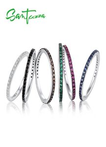 Anéis para mulheres pedras gem Createdrubi preto azul verde chocolate cúbico zirconia anel 925 jóias de moda de prata esterlina2906370