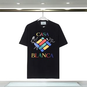 メンズデザイナーTシャツラックスツシャツメンカサブランカラグジュアリーシャツトップイズメイドティーカサブランカシャツカサブランカ服ファッションサマークルーネック半袖