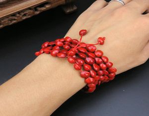 108 natürliche rote Bohnen Liebeskrankheit Bohnen Blut Bodhi Lange String Buddha Perlen Armband Männer und Frauen Tempelmesse Juwelry7815696