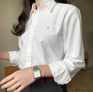 American Casual Polo Pony Blouses Women Raose Lapel Szyja bawełniane koszule projektant kolorowe hafty konia kobiety moda bluzy z długim rękawem