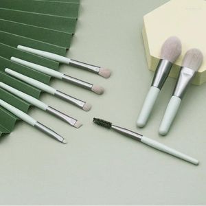 Storage Bags 8PC Travel Mini Makeup Brush Set With Wooden Handle Morandi Student Full Beginner Beauty Tools Soft Hair