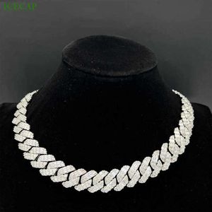 Anpassade smycken halsband kubansk länkkedja 925 sterling silver 18k guldpläterad vvs d färg vit/gul moissanit kedja