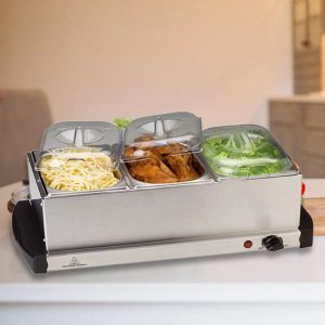 Processors 3x1L Electric Buffet Server Tray Chafer Heating Tray Food Warmer Tray for Holidays Catering