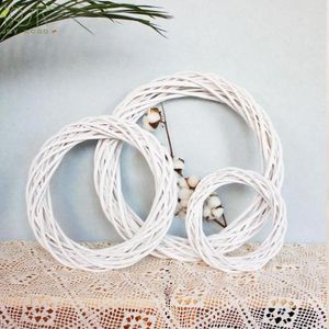 Decorative Flowers Party Wedding Vine Hanging Ornament Blank White Garland Rattan Ring Wicker Wreath Christmas Decoration
