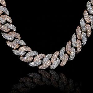 Sterling Silver 925 Zestaw dwuosobowy Miami Iced Out VVS Moissanite Cuban Link Chain